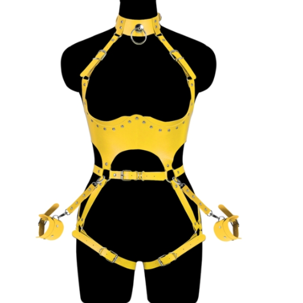 Harnais femme jaune cuir