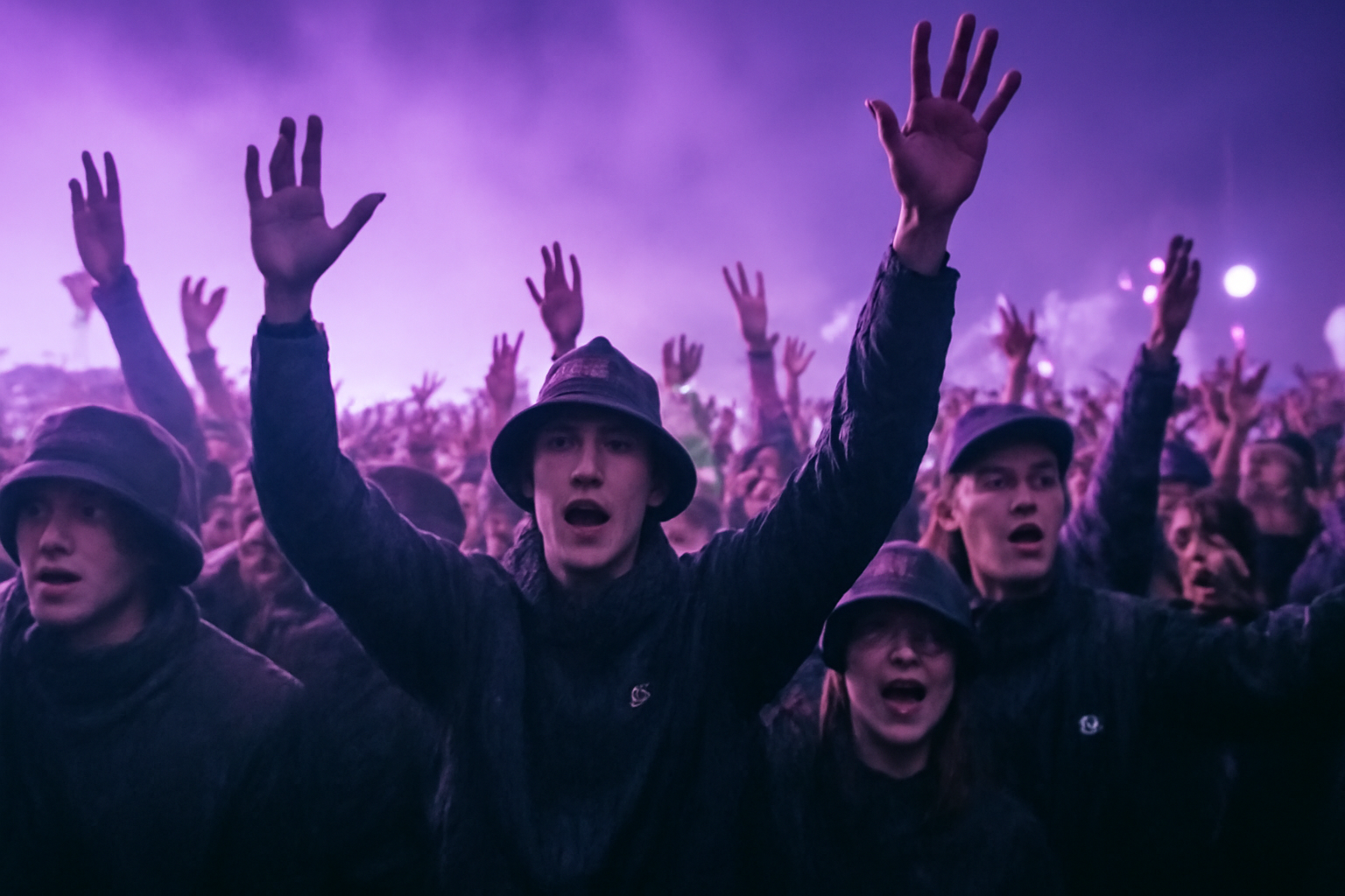 Foule a Awakenings festival Pays-Bas outfits noirs techwear