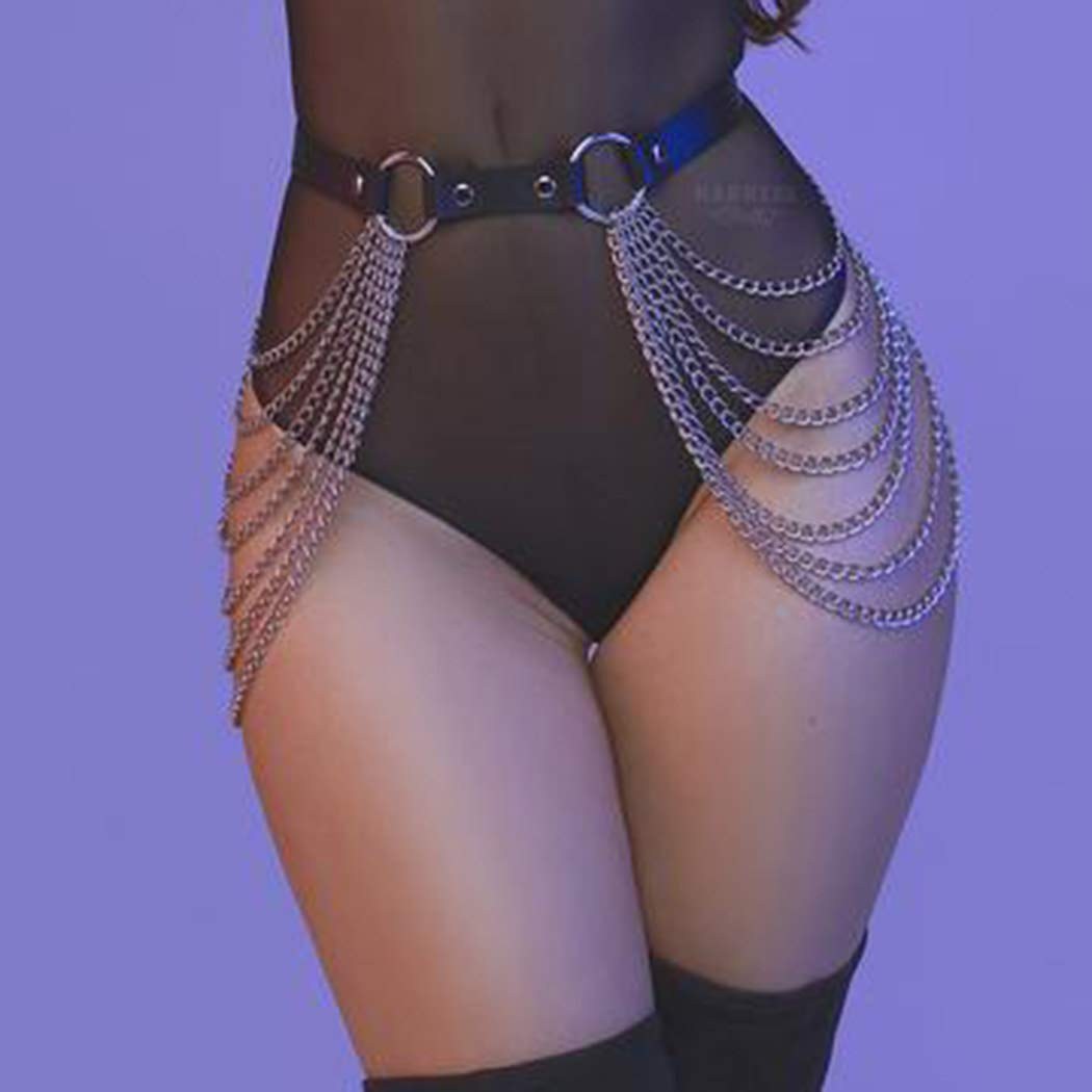 ceinture harnais cuir pu punk femme tenue rave festival - photo 3
