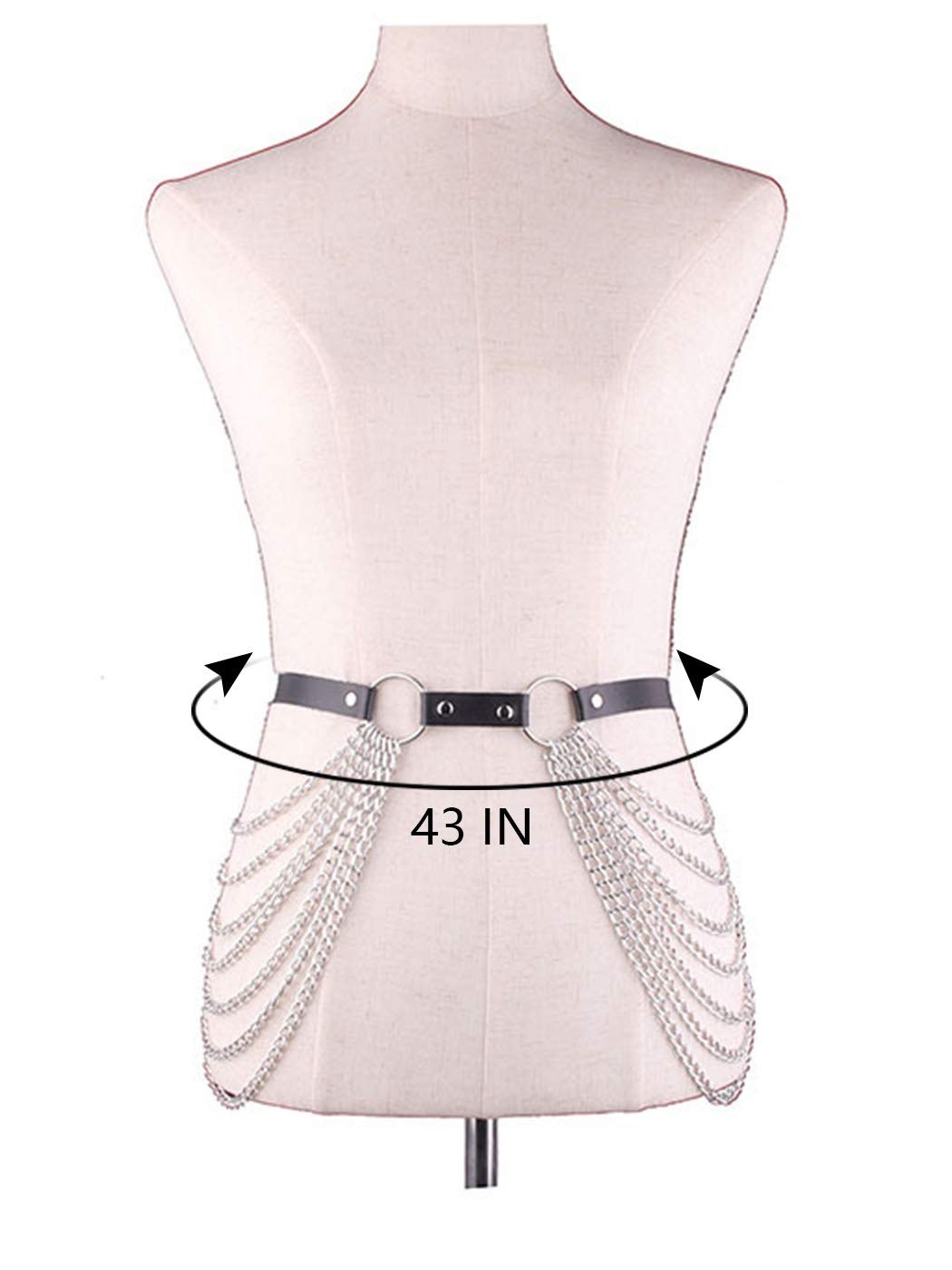 ceinture harnais cuir pu punk femme tenue rave festival - photo 4