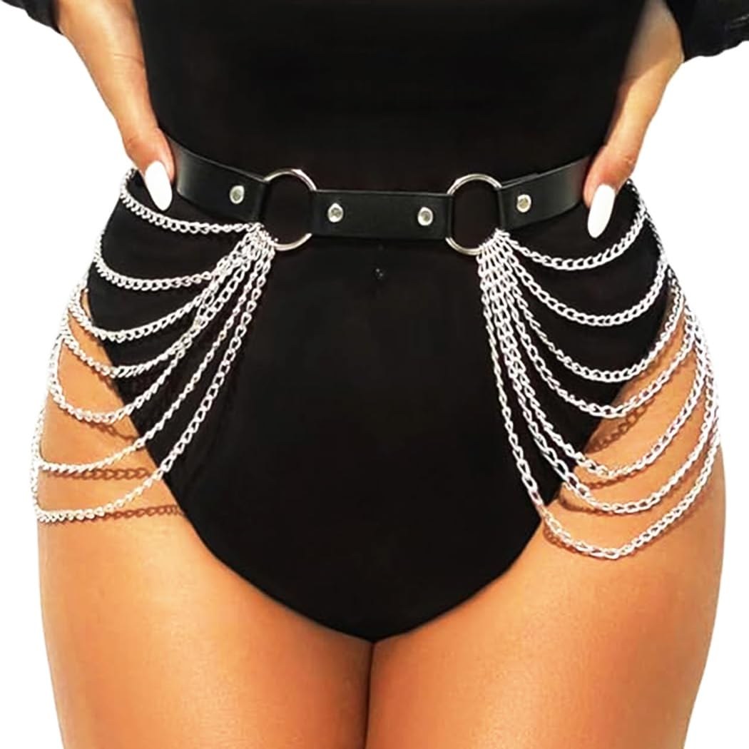 ceinture harnais cuir pu punk femme tenue rave festival - photo 5