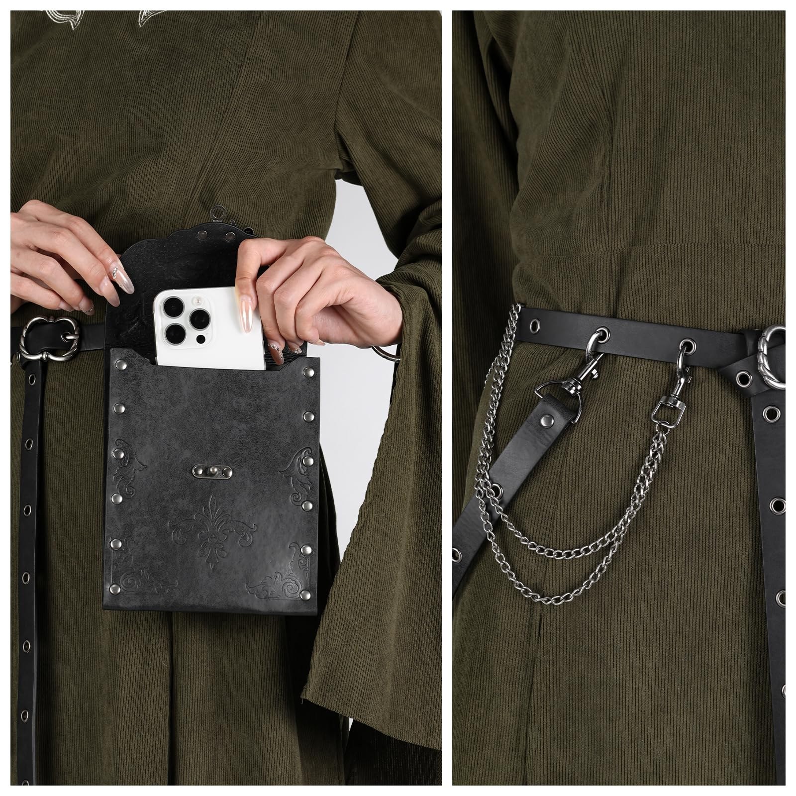 ceinture utilitaire médiévale femme pochettes amovibles festival cosplay - photo 4
