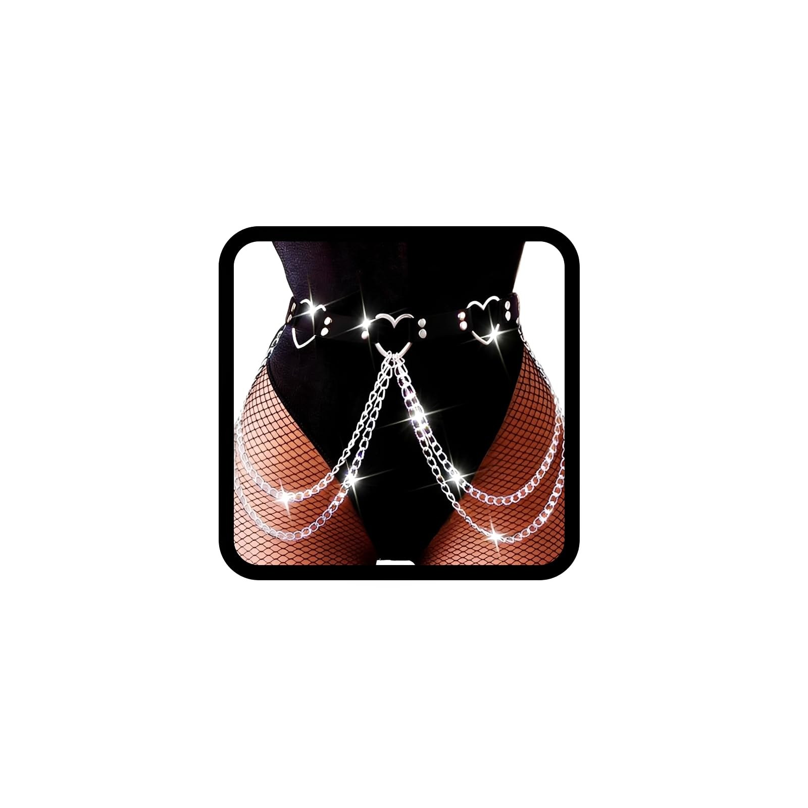 Chaîne de Taille Punk Coeur Noire Multicouche