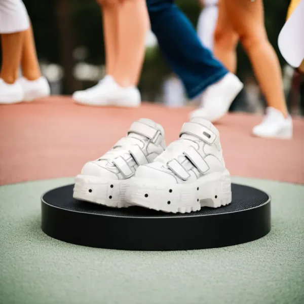 chaussures de teuf blanches avec scratch pour rave party