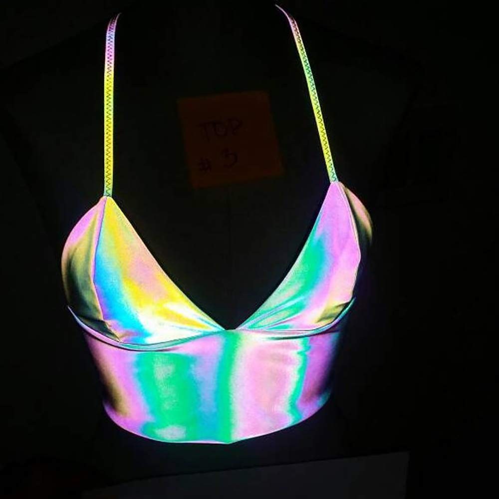 débardeur réfléchissant holographique arc-en-ciel femme festival rave été - photo 4
