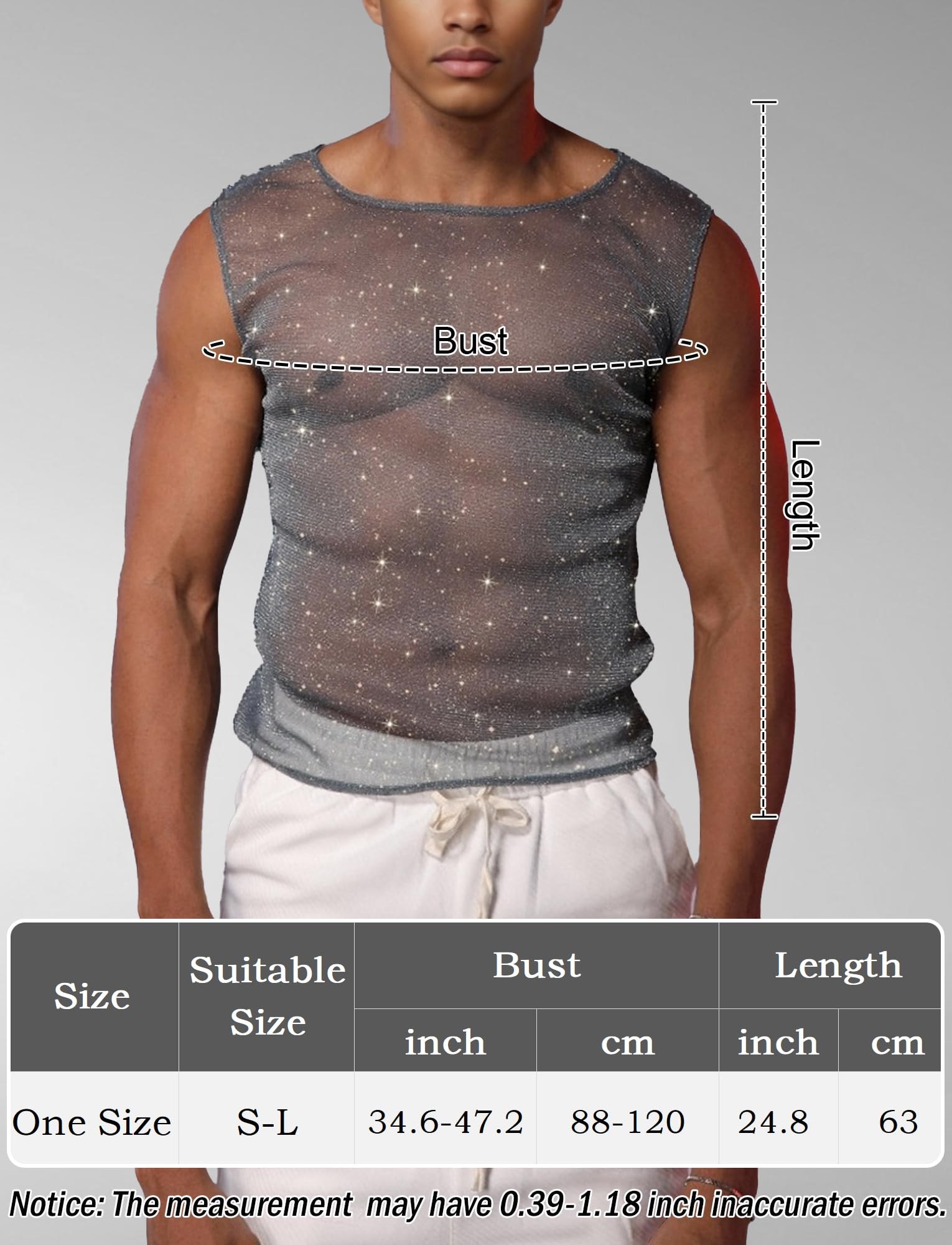 debardeur paillettes homme maille transparente clubwear soirée rave techno - photo 6