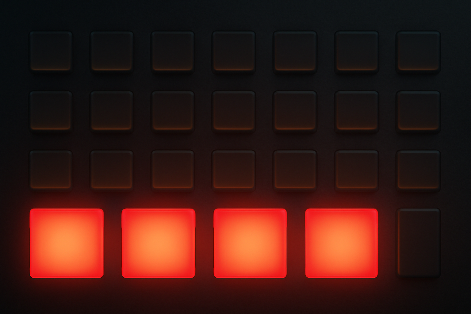 Pattern four on the floor : kick rouge sur chaque temps dans le sequenceur Ableton