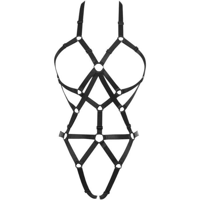 harnais femme elastique techno noir