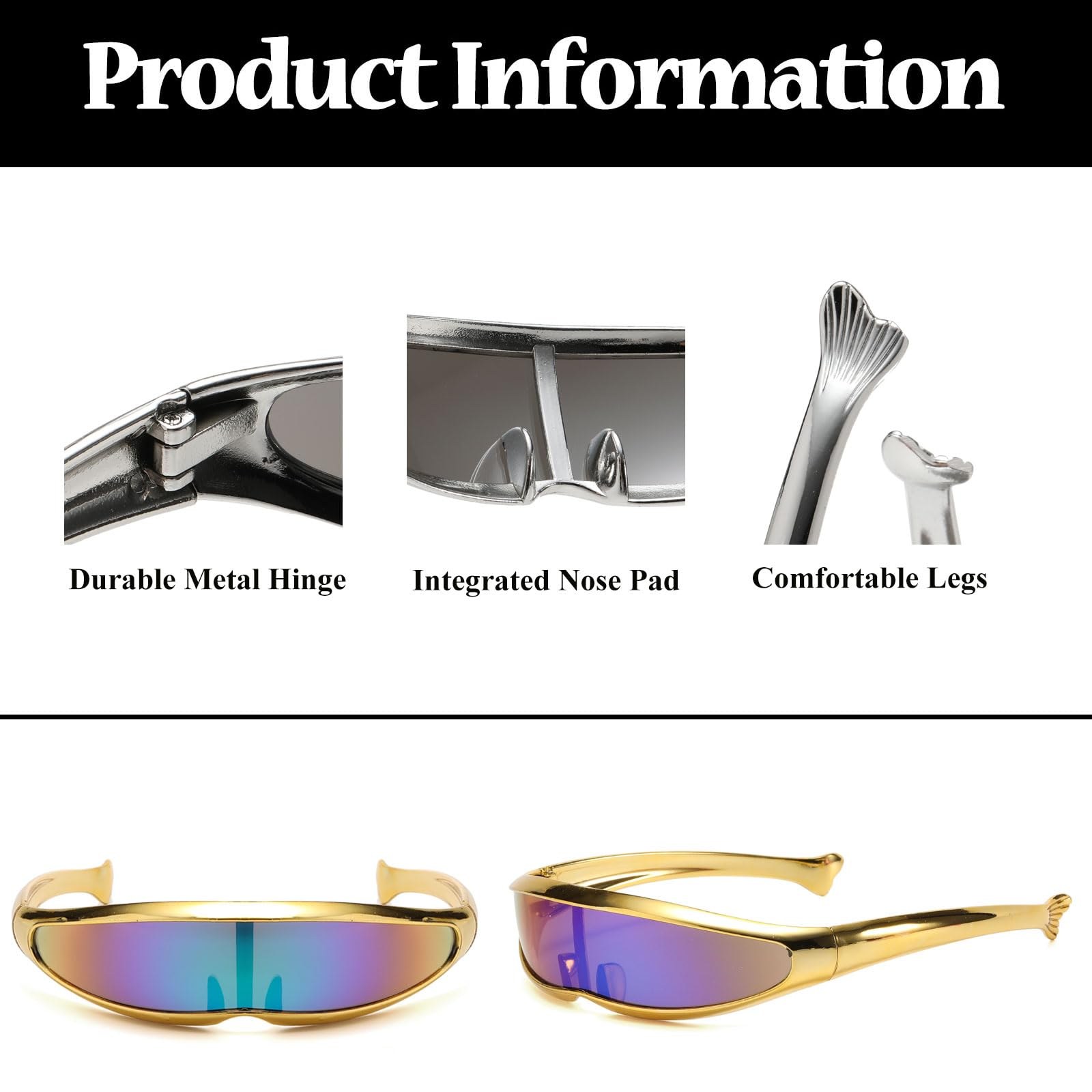 lunettes rave alien petite monture mode futuriste UV400 festival techno - photo 4