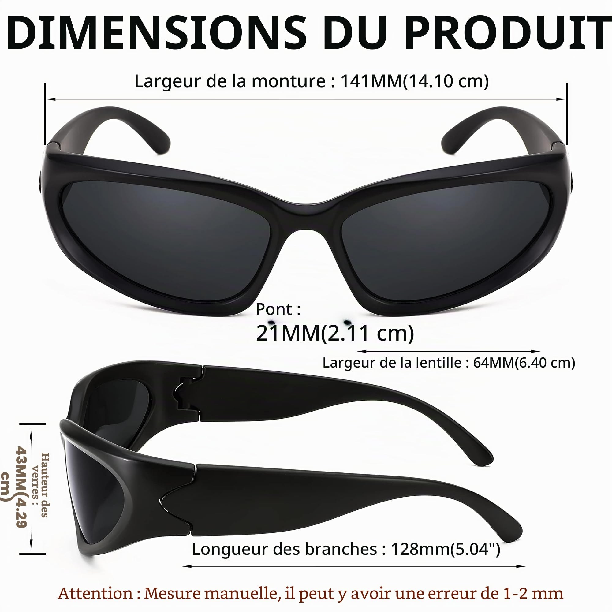 lunettes rave wraparound futuristes Y2K punk UV400 soirée techno - photo 6