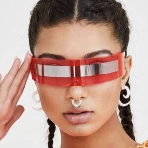 lunettes de techno rouges atypiques et futuristes bandeau
