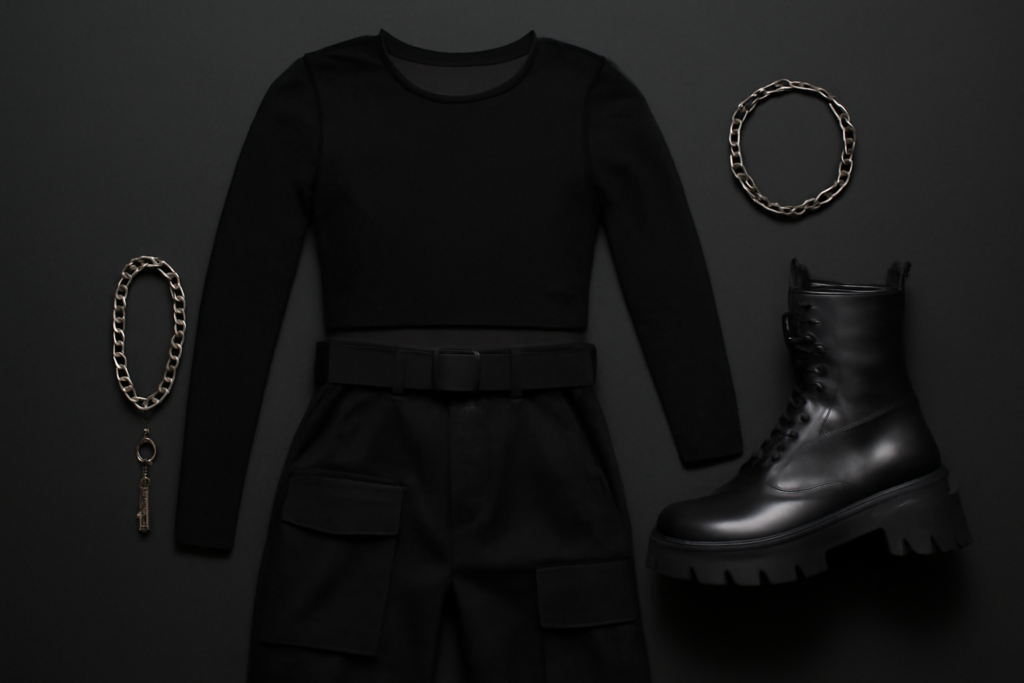 Lire la suite à propos de l’article All Black Everything : Composer un Outfit Techno en Total Noir Sans Être Ennuyeux