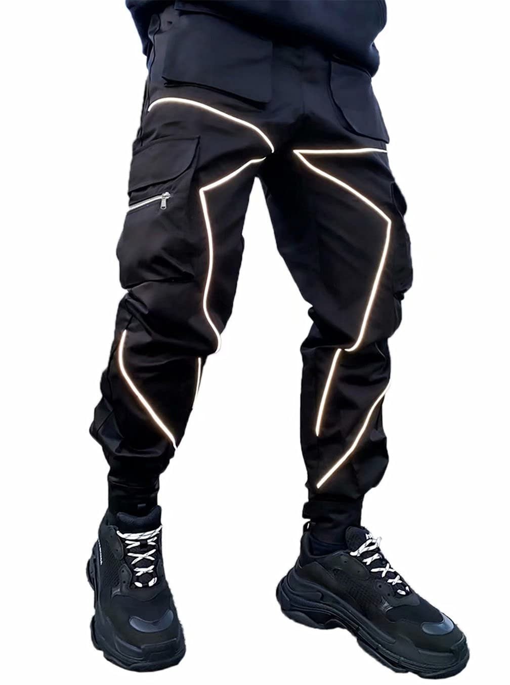 pantalon cargo techwear noir homme rave hip-hop sarouel streetwear