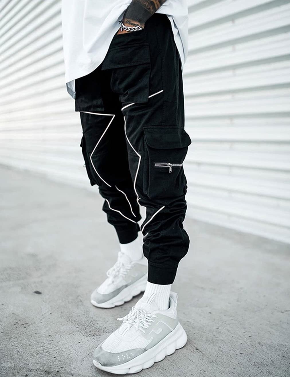 pantalon cargo techwear noir homme rave hip-hop sarouel streetwear - photo 3