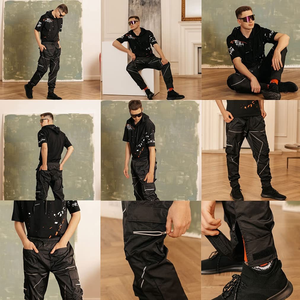 pantalon cargo techwear noir homme rave hip-hop sarouel streetwear - photo 6