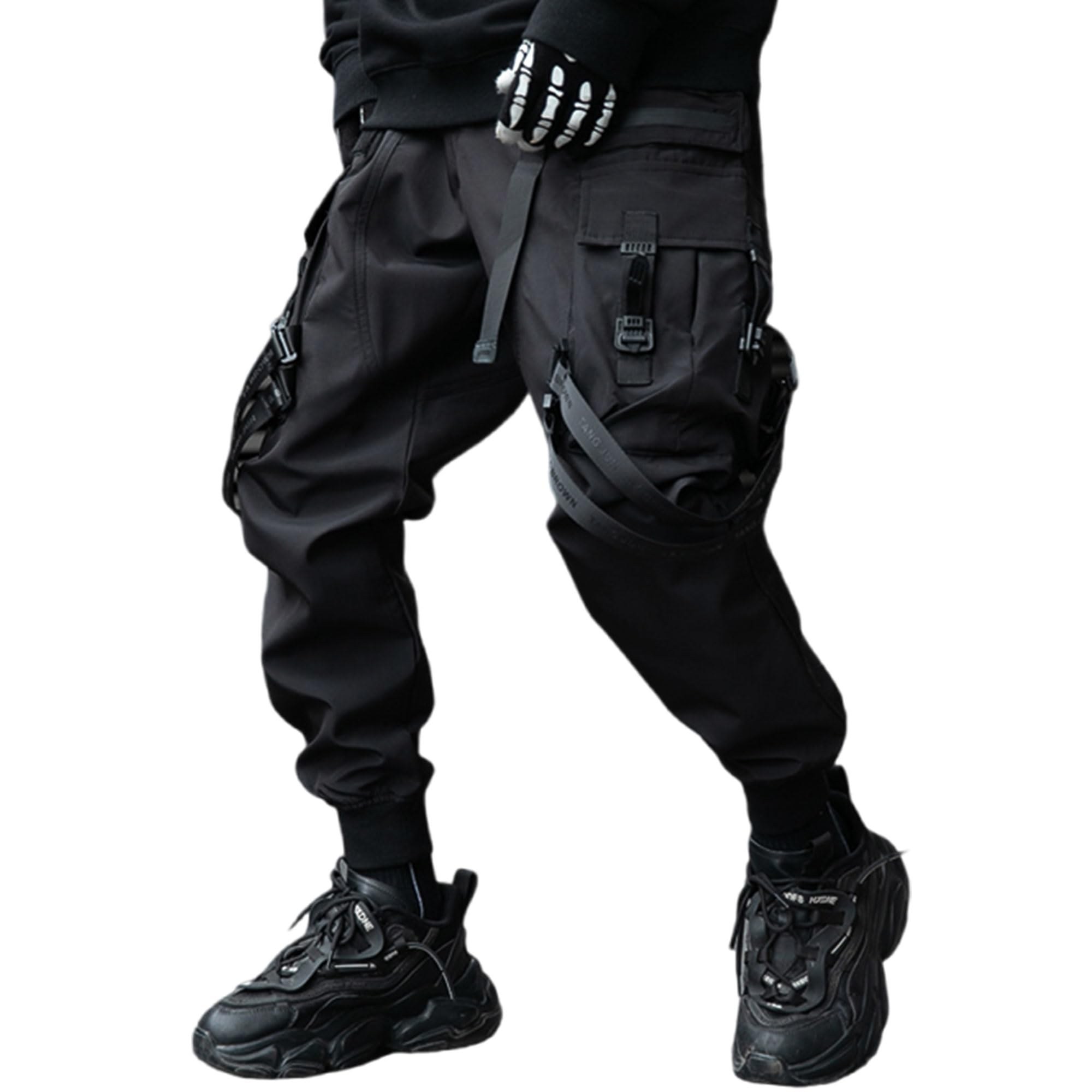 pantalon techwear gothique japonais noir homme cargo cyberpunk rave