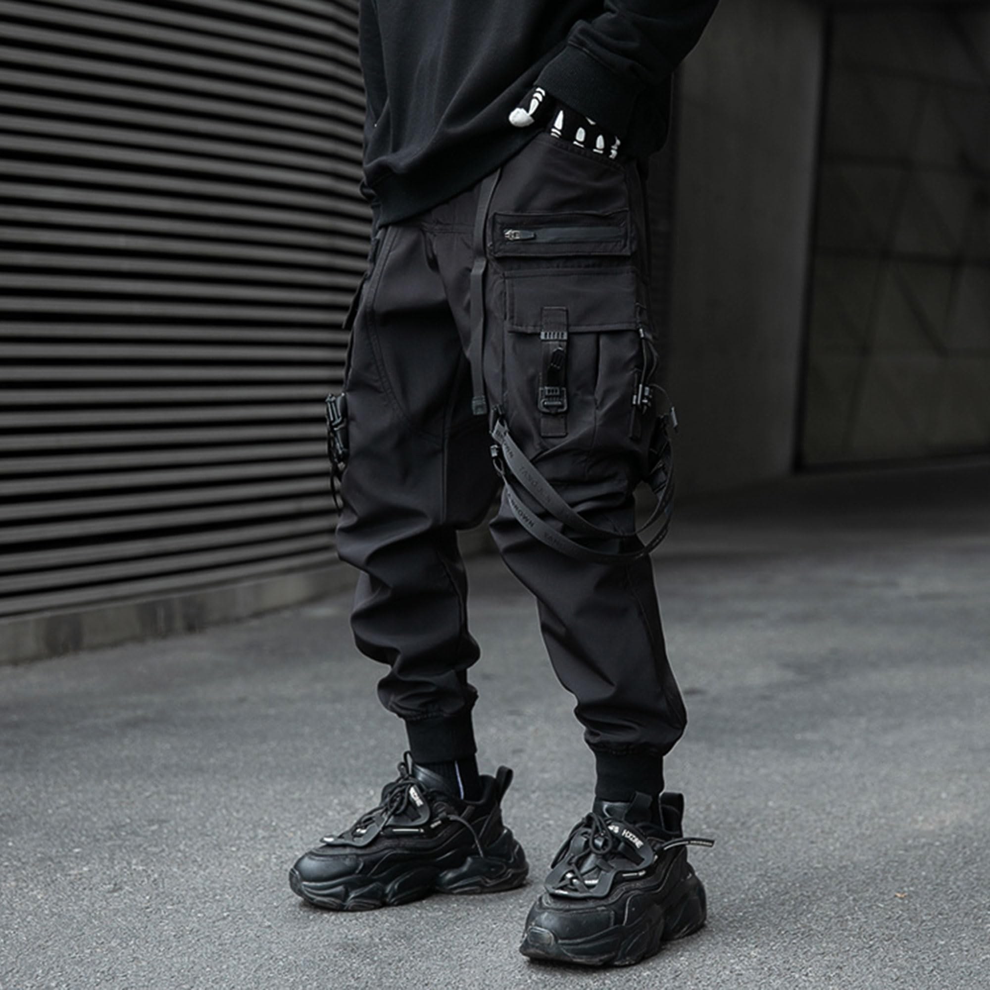 pantalon techwear gothique japonais noir homme cargo cyberpunk rave - photo 5