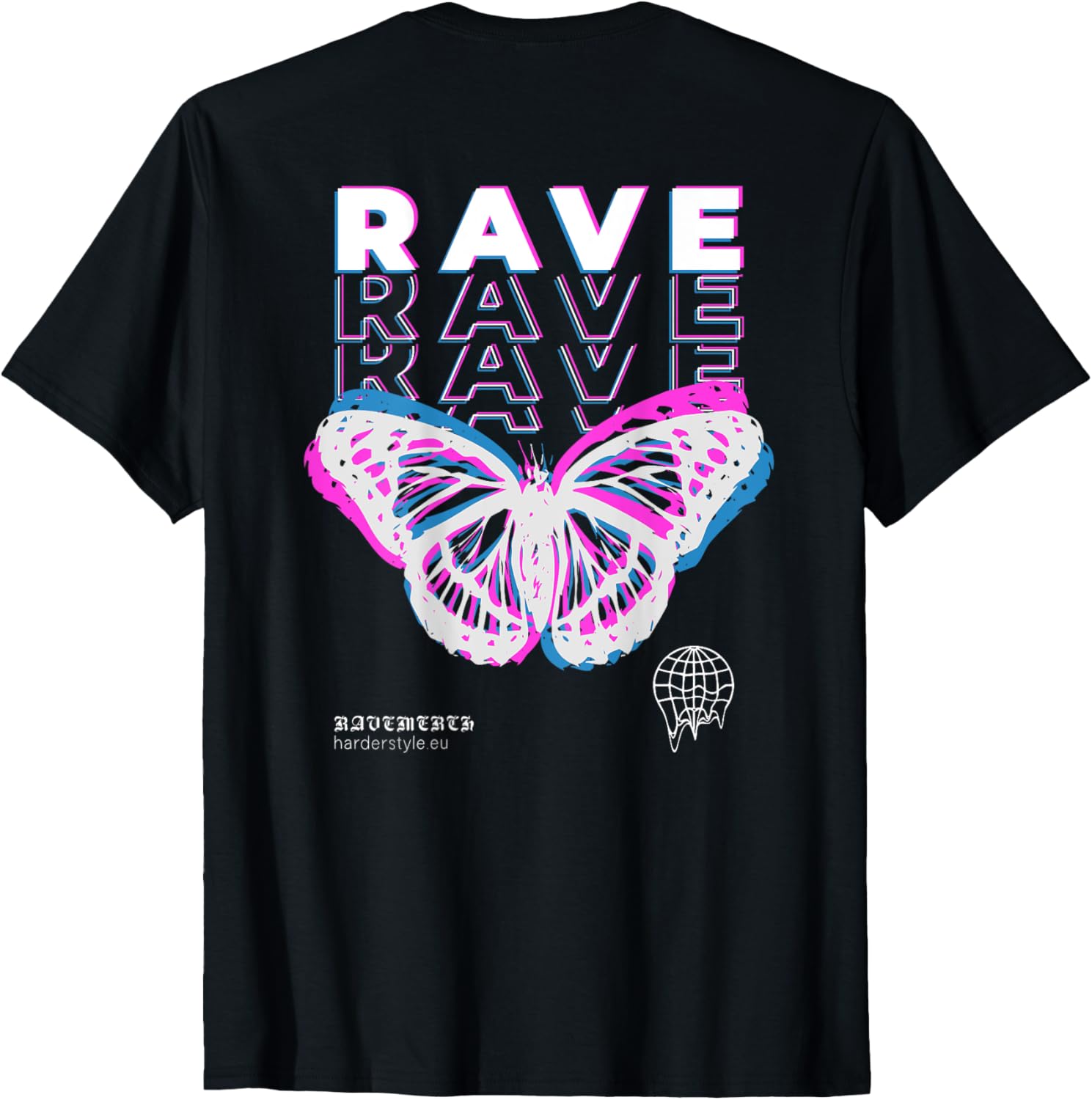 T-shirt Papillon Hardtechno Imprimé Dos