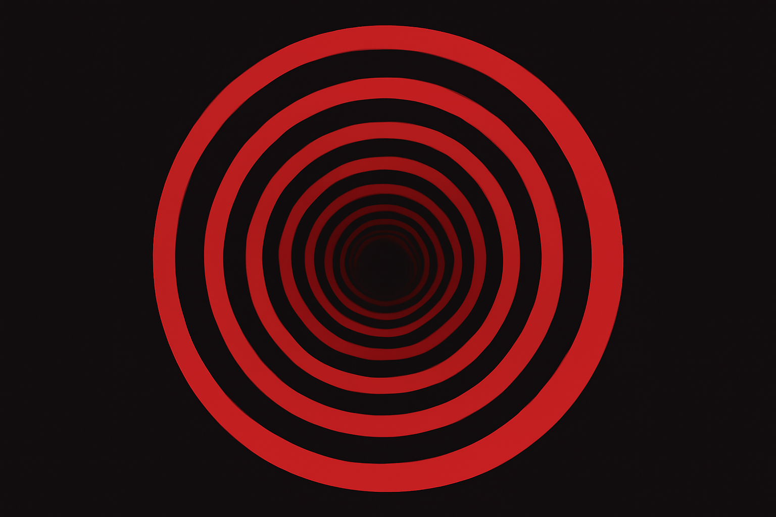 Cercles concentriques rouges illustrant la boucle répétitive de la techno hypnotique