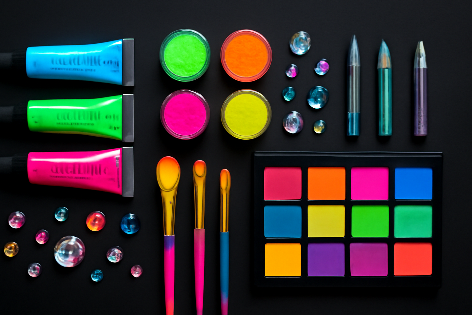 Produits de maquillage rave : UV, glitter, face paint