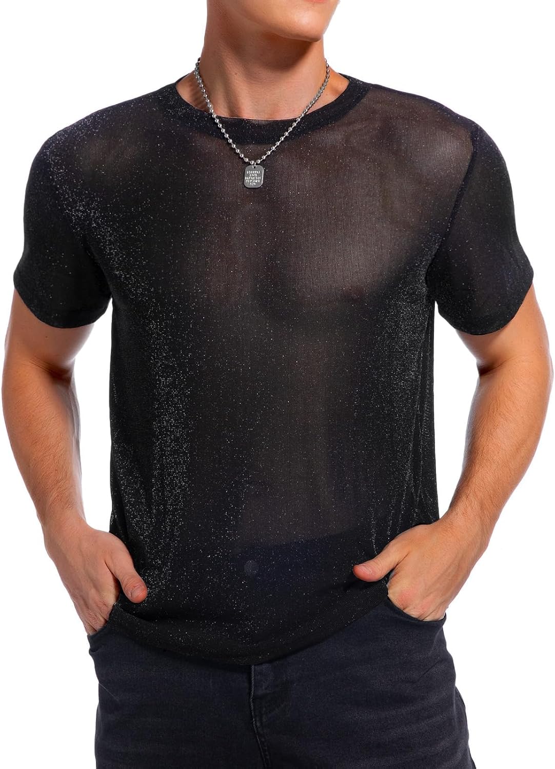 Top Resille Paillettes Homme Transparent
